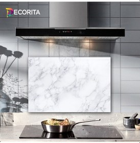 Resim Decorita Klasik Mermer Desenli Cam Ocak Arkası Koruyucu 40x60cm 