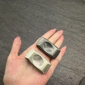 Resim Manyetik Metal Kaydırıcı Çifti - Geometrik Tasarım, Ofis ve Ev Kullanımı için Dayanıklı Metalik Yüzeyli Düzgün Kayma Mekanizmalı Masa Oyuncakları, EDC Aksesuarı (Haki/Açık Gri) 
