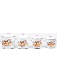 Resim Alev Emaye Bakraç Yoğurt Bağraç Bakliyat Kabı Seti 28 Cm 9 Litre Beyaz 