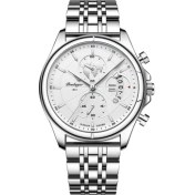 Resim Hanyang Gümüş Beyaz Çelik Poedagar En Lüks Marka Casual Erkek Saat Chronograph Su Geçirmez Tarih Tam Çelik Kuvars Erkek Saati Iş Relogio Masculino (Yurt Dışından) 