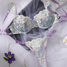 Resim Kadınlar için Çiçek Nakışlı Sütyen Seti - Fiyonk Detaylı, Sevimli Dantel Kenar, Ayarlanabilir Askılar ve Rahat İç Giyim, Günlük Kıyafet Sütyeni Seti|Çiçek Nakışı|Ayarlama Askıları, Kadınlar için Sütyen Seti 