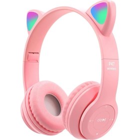 Resim GK Creative Kulaklığı, Kedi Kulağı LED Işıklı Bluetooth 5.0 Katlanabilir Kablosuz Oyun Kulaklığı, Çocuklar Yetişkinler Için, Rahat Dahili Mikrofon Gürültü Engelleme Kulak Üstü Kulaklık (Pembe) 