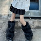 Resim Faux Fur Bacak Isıtıcıları, Tatlı ve Sıcak Tüylü Uzun Bot Manşet Kapakları, Kadın Çorapları ve Çorapları 