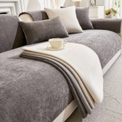 Resim 1 adet Modern Düz Renk Chenille Koltuk Örtüsü, Kalınlaştırulmuş Sandviç Tasarımı, Evcil Hayvan Dostu Polyester Koltuk Örtüsü, Koltuklara kadar 4 Kişilik Koltuklar için, Makinede Yıkanabilir, Kaymaz Koltuk Koruyucu, Chenille Koltuk Örtüleri 