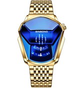 Resim Sones Fngeen 4006 Erkek Trend Su Geçirmez Kuvars Saat Altın Siyah Yüzey 