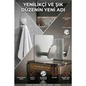 Resim Rivera Tech Rvrhb 2'li Banyo ve Mutfak Askı Seti - SUS304 Lazer Kesim Çelik Ultra Güçlü Yapışkanlı Ask 