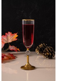 Resim Mest Emora 6 Adet Ayaklı Gold Kahve Yanı Su Bardağı Takımı - 150 Cc Şıklık Ve Zarafet Gold 