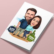Resim Kanyondaki Çiftler Karikatürlü Tebrik Kartı 