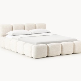 Resim Bom Çift Kişilik Karyola Açık Bej Bukle - 160x200 cm 