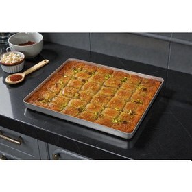 Resim Alüminyum Baklava Tepsisi 35x45x3 Cm 1000 Gr Gri 