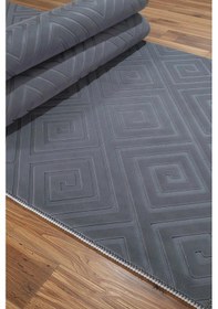 Resim Lüle Halı Delüx Kabartmalı Düz Renk Üstün Kalite De Kaymaz Tabanlı Yolluk Halı Antrasit 