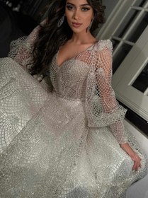 Resim Valentina Simli Dantel A Kesim Gelinlik - Kırık Beyaz / 44 
