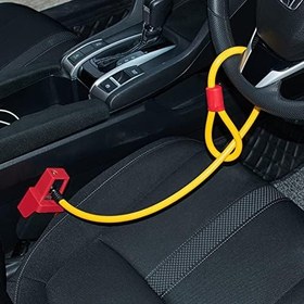 Resim JSCARLIFE Araba Direksiyon Kilidi, Hırsızlığa Karşı Güvenlik Cihazı Emniyet Kemeri Kilidi Hırsızlık Önleyici Çanta Kilit Cihazı 2 Anahtarlı (Sarı) 