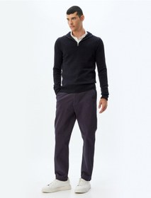 Resim Koton Chino Pantolon Gabardin Cep Detaylı Düğmeli Pamuklu Lacivert 5wam40038hw Lacivert 