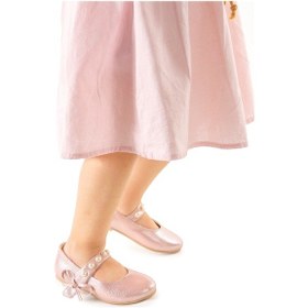 Resim Kiko Kids İncili Günlük Cırtlı Kız Çocuk Babet Ayakkabı 253-Pudra 001 