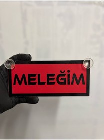 Resim Kırmızı Renk Üzeri Siyah Renk Meleğim Yazılı Vantuzlu Cam Süsü 