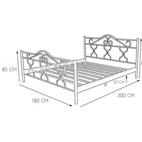 Resim Metalia Gm 301 Gold Çift Kişilik Metal Karyola Siyah 160x200 