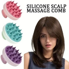 Resim Silikon Saç Derisi Masaj Tarağı, Şampuan Fırçası, Saç Bakım Vücut Masaj Aleti, Duş Başlığı, Açma Banyo Aracı, Saç Derisinde Nazik, Dayanıklı, Çok Renkli Seçenekler 