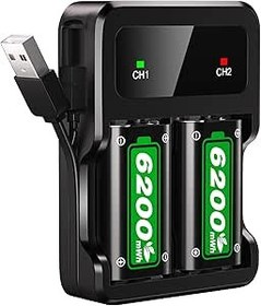 Resim Ukor Xbox One/Xbox Series X|S Xbox One S/Xbox One X/Xbox One Elite Kablosuz Kumanda için Şarj Cihazlı Hızlı Şarj 2600 mAh Şarj Edilebilir Pil Paketleri, Uzun Ömürlü Akıllı Koruma 