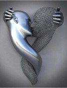 Resim Qingmipy Modern Ev Dekoru İçin Abstract Metal Figürlü Kanvas Tablo, 30x40cm Metallik Gri Duvar Sanatı 