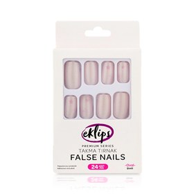 Resim Eklips Takma Tırnak Simli Açık Renk Oval 24'lü 