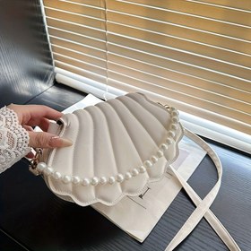Resim Kadınlar için şık omuz çantası, boncuklu kolu ile düz renkli, çıkarılabilir askılı - Günlük seyahat için çok yönlü omuz ve el çantası, seyahat aksesuarı|Şık Kadın El Çantası|Zarif Görünüm 