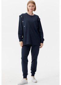 Resim Sıfır Yaka Çıtçıt Detaylı Eşofman Takım - Lacivert Lacivert 