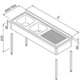 Resim Öztiryakiler Evyeli Tezgahı 2G/1D Sağ 3 Perdeli Taban Raflı 180x60 CM 