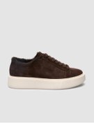 Resim Cabani %100 Hakiki Deri Kahverengi Süet Kürklü Kadın Sneaker 