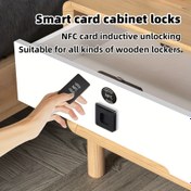 Resim NFC Akıllı Çekmece Kilit, No-Drill Kurulum ile Kolu, Kart Sürme Kilidi Açma, Mobil NFC Kilidi Açma, Anahtarsız Açma, Uygun: Ahşap Çekmeceler, Dolaplar, Yatak Masaları, Masaüstü, Ofis Dolapları; AAA Pil ile Çalışır (Dahil Değil) 