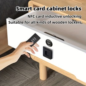 Resim NFC Akıllı Çekmece Kilit, No-Drill Kurulum ile Kolu, Kart Sürme Kilidi Açma, Mobil NFC Kilidi Açma, Anahtarsız Açma, Uygun: Ahşap Çekmeceler, Dolaplar, Yatak Masaları, Masaüstü, Ofis Dolapları; AAA Pil ile Çalışır (Dahil Değil) 