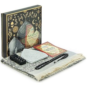 Resim Oğlumun Sesli Namaz Öğretici Seccade Seti Gri 