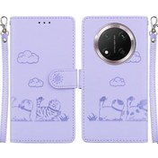 Resim Honor X9c İçin Flip Kılıf Deri Cüzdan Kartlık Tutucu Ayaklık Kedi Rfıd 