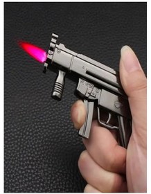 Resim Mp5 Makineli Tabanca Şeklinde Gazlı Metal Çakmak Siyah 