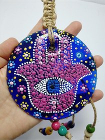 Resim Fatıma/hamse Eli Nazar Boncuğu El Yapımı Cam Hamse Eli Duvar Deko 