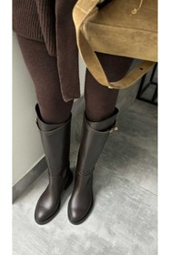 Resim FUNDA AKIN Binici Model Toka Detaylı Kahverengi Çizme 