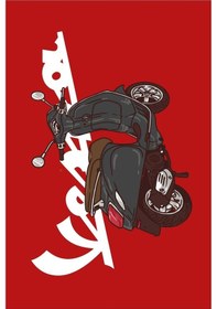 Resim Vespa Flag Motorcu Çok Amaçlı Outdoor Boyunluk Unisex Bandana Siyah 