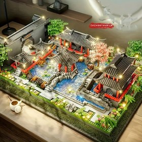 Resim 4420 adet Suzhou Bahçe Mini Yapı Blokları Seti, Çin Klasik Mimarisi, ABS Reçine, Oturma Odası Dekorasyonu için İdeal 