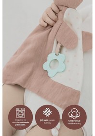 Resim Diş Kaşıyıcılı %100 Pamuk Müslin Uyku Arkadaşı Bej 