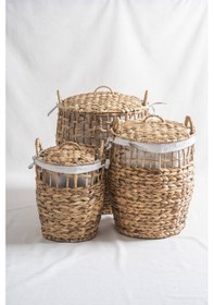 Resim Acar Soléa Hasır 3 Lü Çamaşır Sepeti Krem 