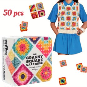 Resim Başlangıç için 50 adet Karışık Dantel Kare Tığ İşi Kiti, İplik ve Tığ İşi Dahil, Çiçek Temalı, Çoklu Renkler, Sanat El Sanatları ve Dikiş Malzemeleri, Tığ Yapım Araçları 