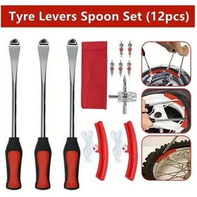 Resim Hightower 12 Parça Lastik Değişim Takımı - Levye, Kaşık Ve Jant Koruyucu - Motosiklet, Dirt Bike Ve Çim Biçme Makinesi 