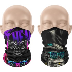 Resim Dair Aksesuar Maymun Desenli 2'li Set Boyunluk Bandana Outdoor Balaklava Yüz Maskesi Kafa Bandı 