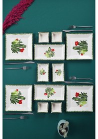 Resim Piatti Naturali 12 Parça 4 Kişilik Kaktüs Kahvaltı Takımı Handmade Sunum Set Çok Renkli 