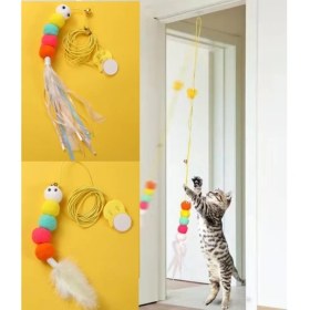 Resim Elastik Yapışkanlı Kedi Oyun Oltası 