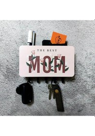 Resim The Best Mom Anne Çiçek Resimli Bölmeli Anahtarlık Askılık Duvar Dekoru Diğer 