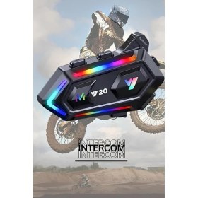 Resim Intercom Motosiklet Kask Kulaklık Rgb Işıklı Kask Içi Bluetooth Kulaklık ve Mikrofon Su Geçirmez Y20 