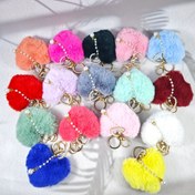 Resim 1 adet Fluffy Pompom Pendants ile Romantik Kalp Şekilli Anahtarlık - Pastel Renkler (Pembe, Mavi, Yeşil, Sarı, Beyaz) - Dayanıklı Çinko Alaşımlı Bölünmüş Halka - Kadınlar ve Öğrenciler için Mükemmel Sevgililer Günü, Anneler Günü ve Noel Hediyesi, Sevimli Anahtarlık Aksesuarları, Öğrenci Çantası Aksesuarı, Eğlenceli Tasarım, Kaliteli El Sanatları 
