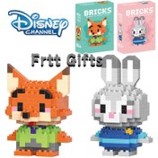 Resim 2 Adet Zootopia Nick Wilde Judy Hopps Yapı Blokları - Şık Karakter Temalı Mini Tuğlalar. DIY Kreatif Birleştirme, Oda Dekoru veya Hediye Doğum Günü Partisi Model Montaj Hayvanları İçin El Sanat Malzemeleri 