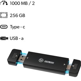 Resim NPO DK01 USB-A/Type-C 900/1000Mb/s 256GB 22x42 M.2 NVMe Taşınabilir Harici SSD 
